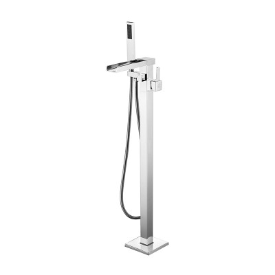 CUPC luxury free standing waterfall spout bath tub filler bath faucets with shower set